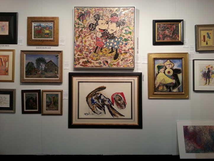 Another gallery at the Red Dot Fair. I a just obsessed with the painting on the bottom that looks like a scribbled puppy wearing a Santa hat.