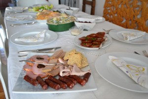 easter brunch table polish kabanos sausage pasztet pate deli