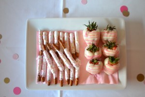 baby shower pink dessert table